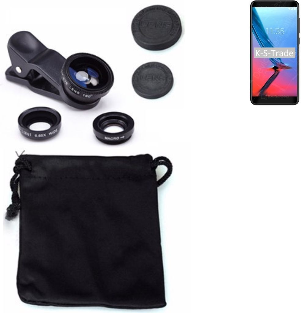 K-S-Trade Smartphone Kamera Linsen Set Kompatibel mit ZTE V9 3in1 Clip-On Kamera Adapter Macro Weitwinkel FishEye Fischauge Objektiv Linse