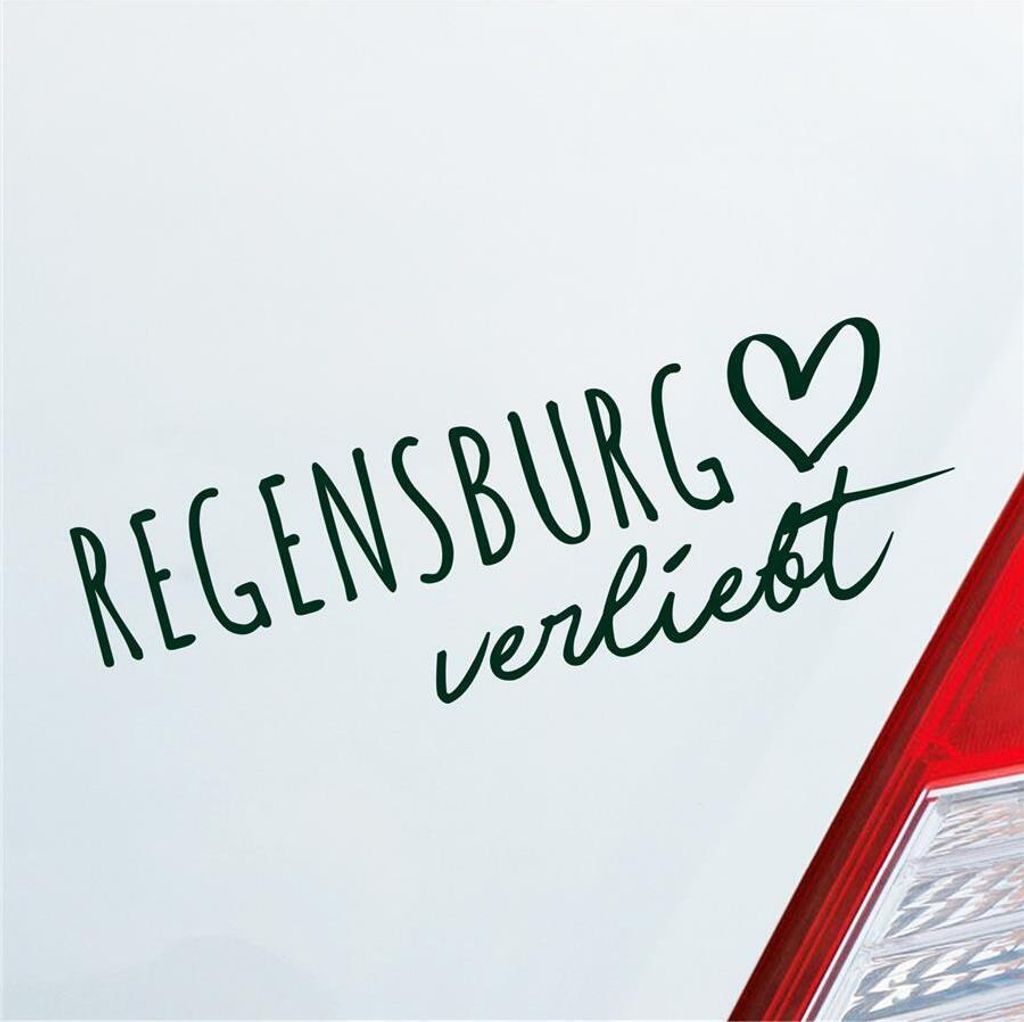 Auto Aufkleber Regensburg verliebt Herz Stadt Heimat Liebe Car 19x6 cm Dunkelgrün Sticker Heckscheibenaufkleber