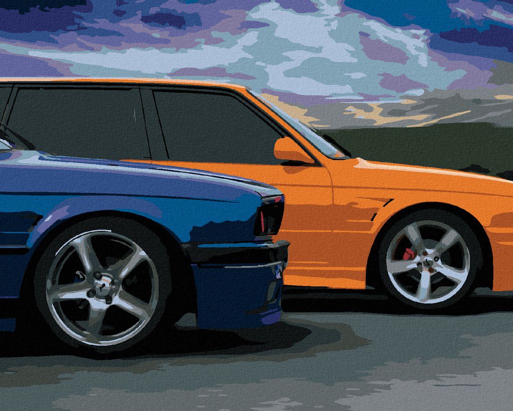 Zuty - Malen nach Zahlen - ZWEI FARBIGE AUTOS, 40x50 cm, mit Keilrahmen (bereits gespannt)