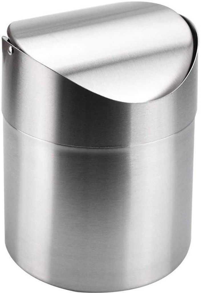 Klein Wastepapierschrank - Mini Müllbehälter - 1,5 l - Edelstahl - Mit Kippdeckel