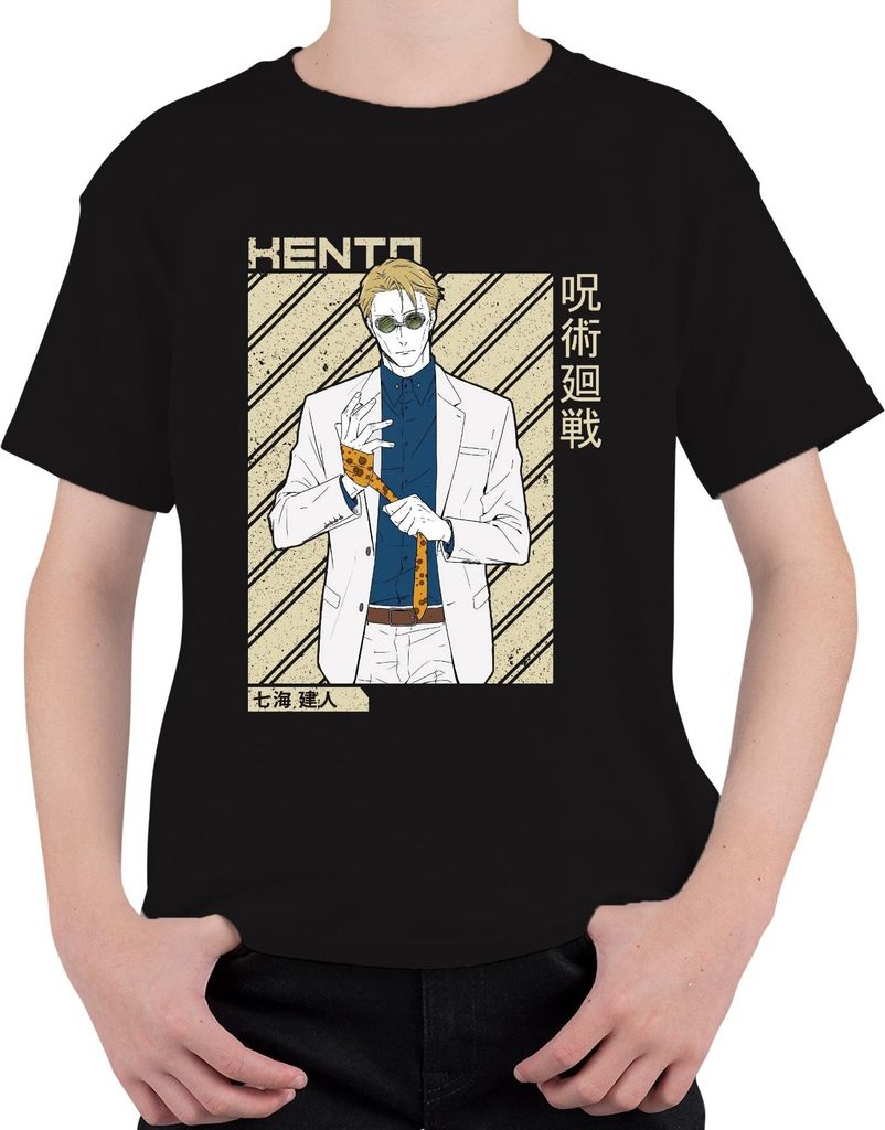 Nanami Kento Jujutsu Kaisen Anime Anzug Krawatte Geschenk Vintage Uni Kinder T-Shirt, Schwarz, 128