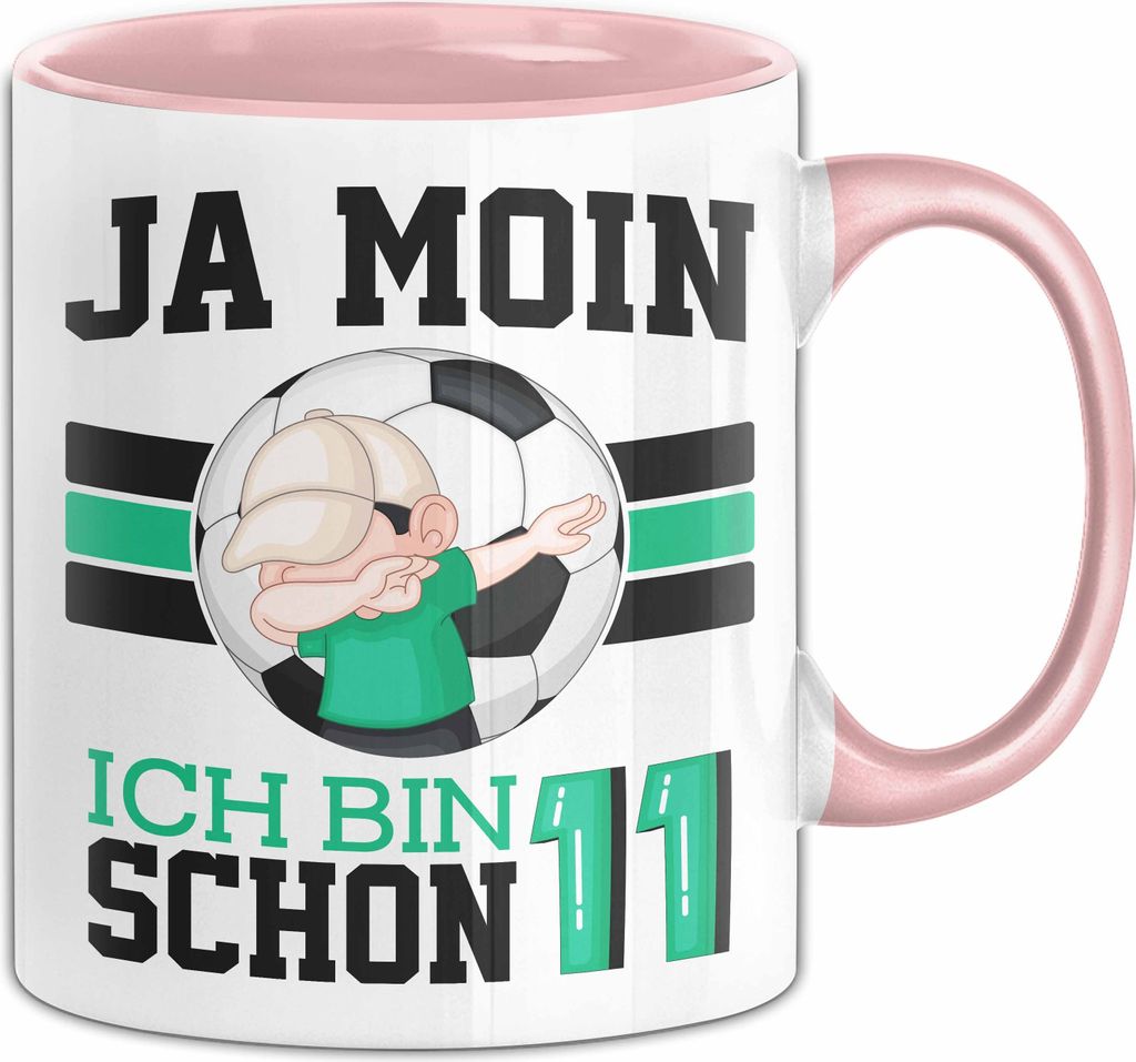 11. Geburtstag Geschenk Tasse Becher Junge Geburtstagsgeschenk Ja Moin Ich Bin Schon 11 (Rosa)