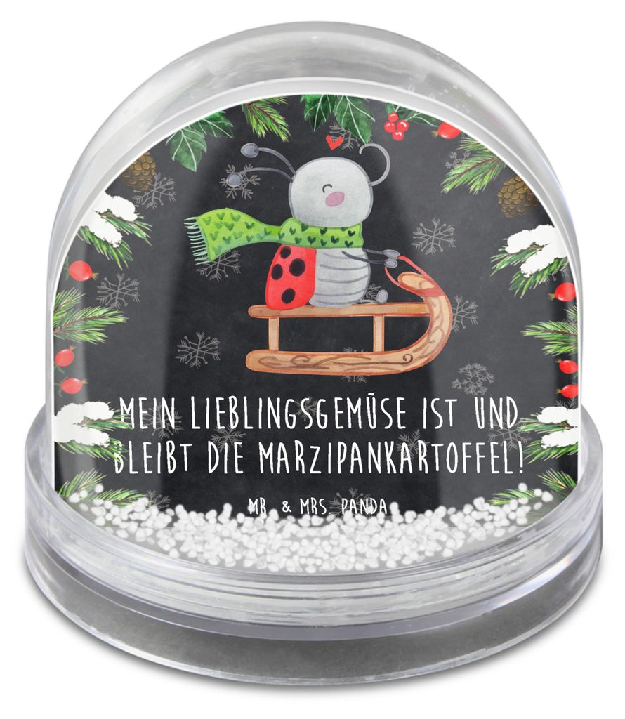 Mr. & Mrs. Panda Schüttelkugel Smörle Rodeln - Kreidetafel - Geschenk, Weihnachts Schneekugel, Marzipan, glitzerkugel, schnee kugel, wasserkugel,...