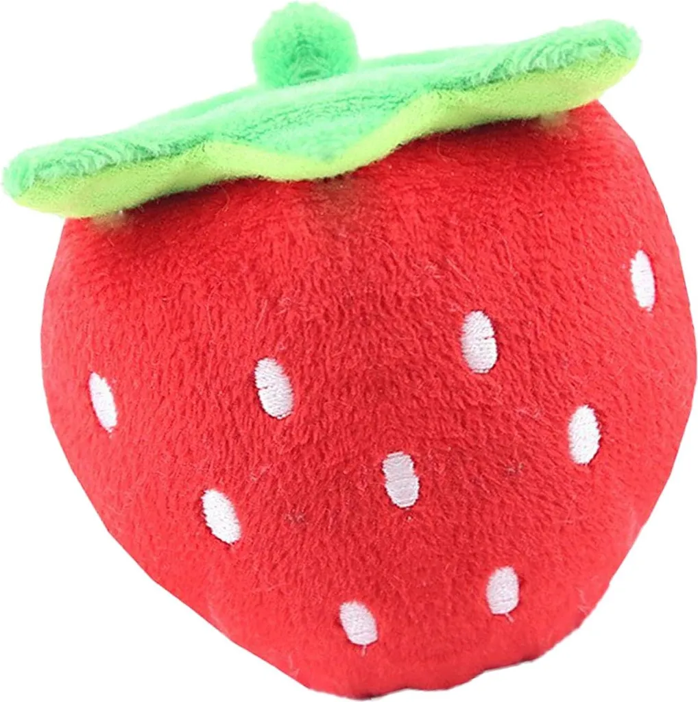 Jouet fraise lumineuse pour chien seul - Peluche sonore anti-stress