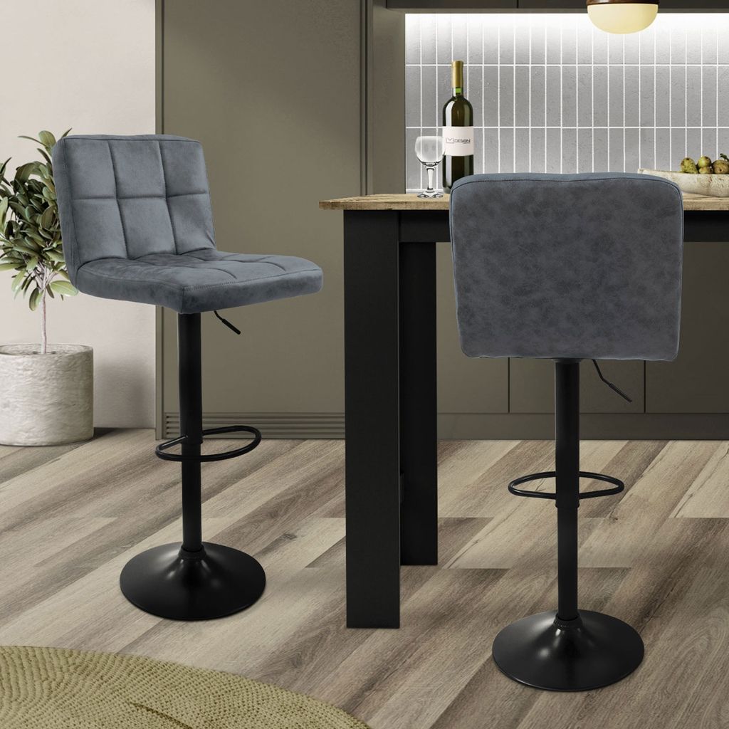 ML-Design 2er Set Barhocker Tresenhocker 360° drehbar, Kunstleder, Gepolsterter Barstuhl mit Rückenlehne und Fußstütze, 63-83 cm