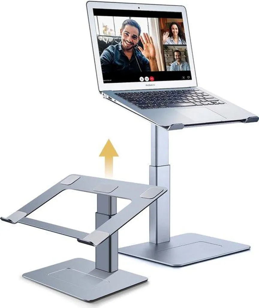 Support ordinateur portable ergonomique 2-en-1 réglable en aluminium gris