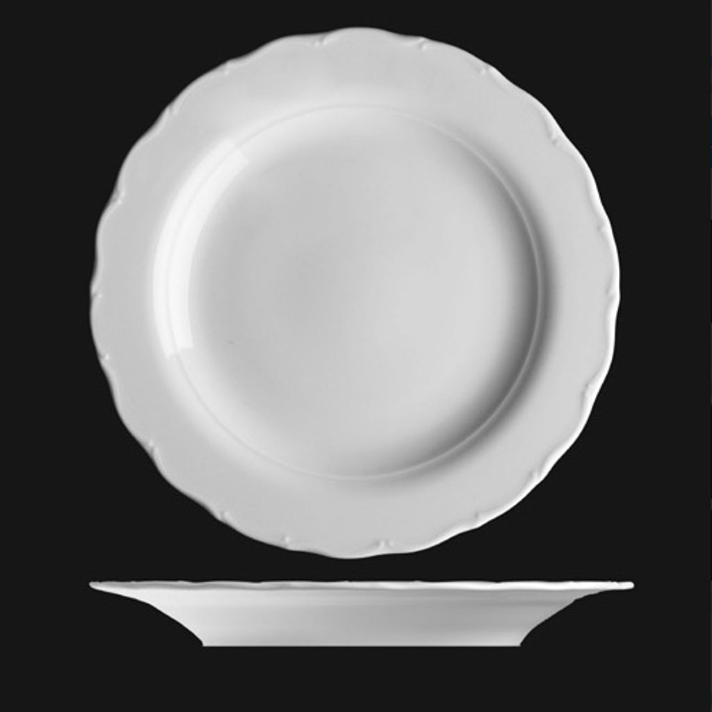 Flacher Teller 31 cm, weißes Porzellan, Verona, G. Benedikt Produktbild 