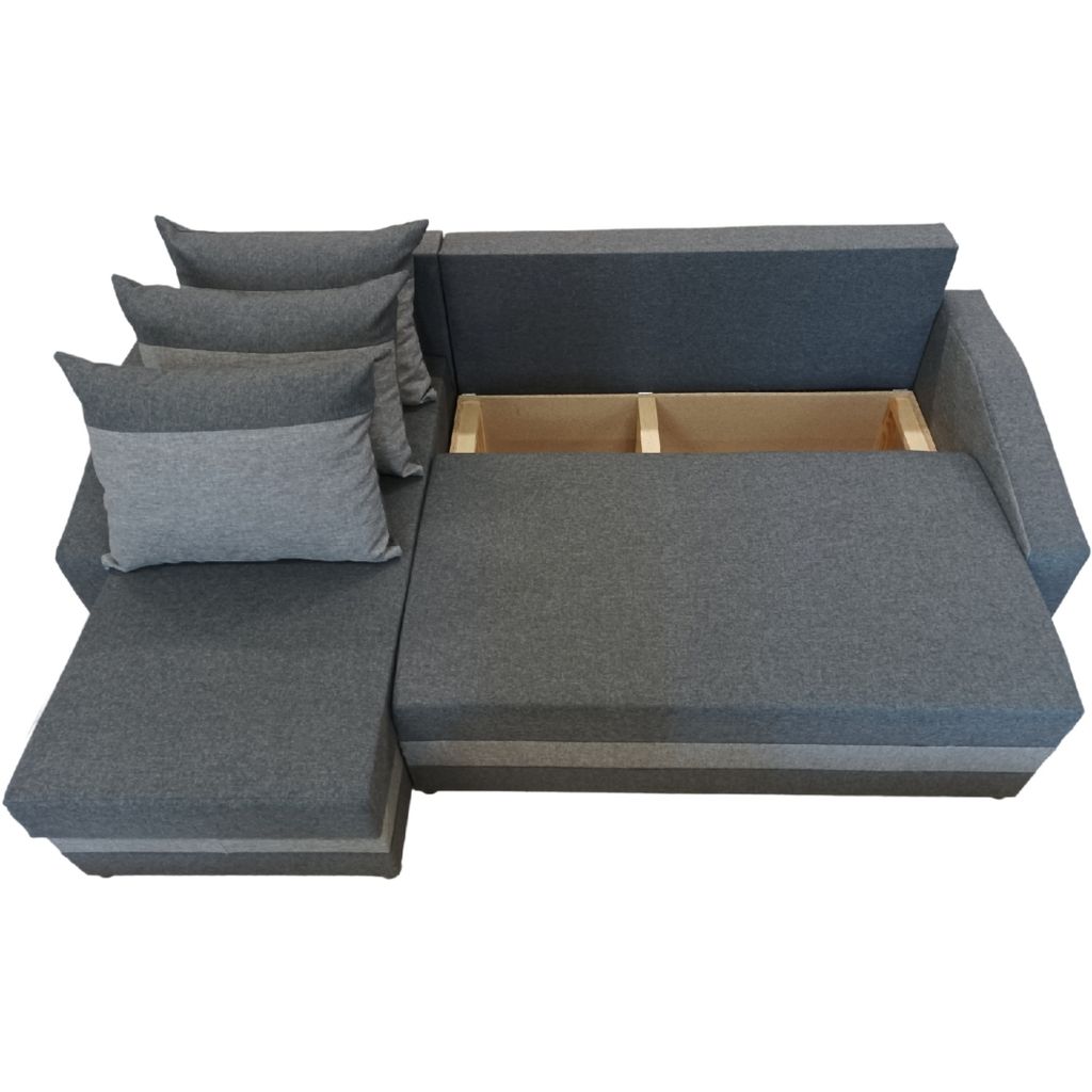 Logan-Ecksofa mit Schlaffunktion und Bettkasten in grau und Produktbild 4