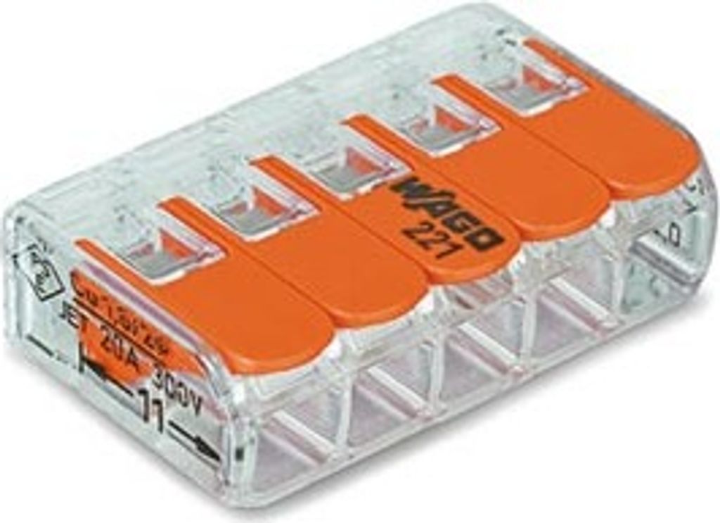 Wago - COMPACT-Verbindungsklemme 5x4mm² mit Betätigungshebel