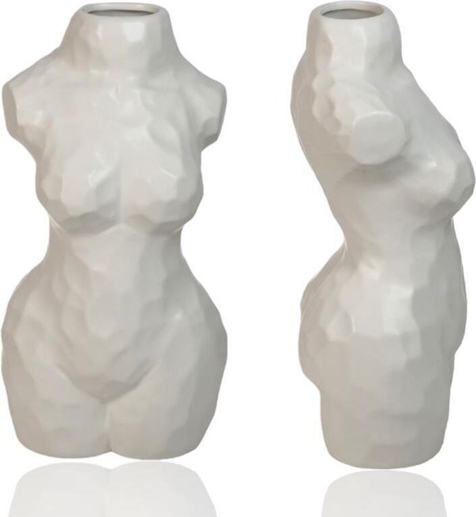 Weiße Dekovase in Form eines weiblichen Körpers – 30 cm