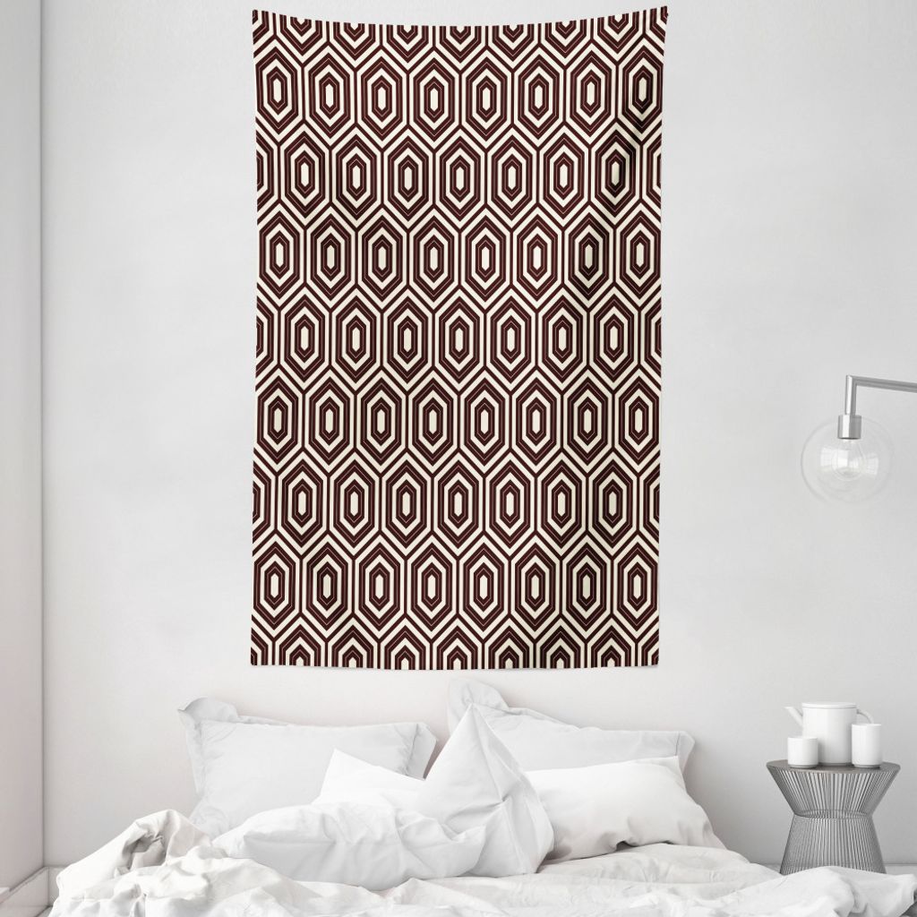 ABAKUHAUS Geometrisch Wandteppich und Tagesdecke, Outline-Diamant-Form aus Weiches Mikrofaser Stoff Waschbar ohne Verblassen Digitaldruck, 140 x 23...