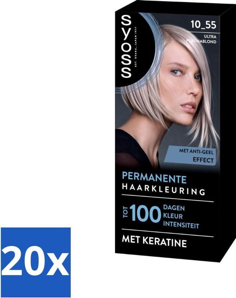 SYOSS – Permanente Coloration 10-55 – Haarfärbemittel – Permanente Haarfärbung – Ultra Platinblond – Grauabdeckung - Vorteilspack - 20 ...