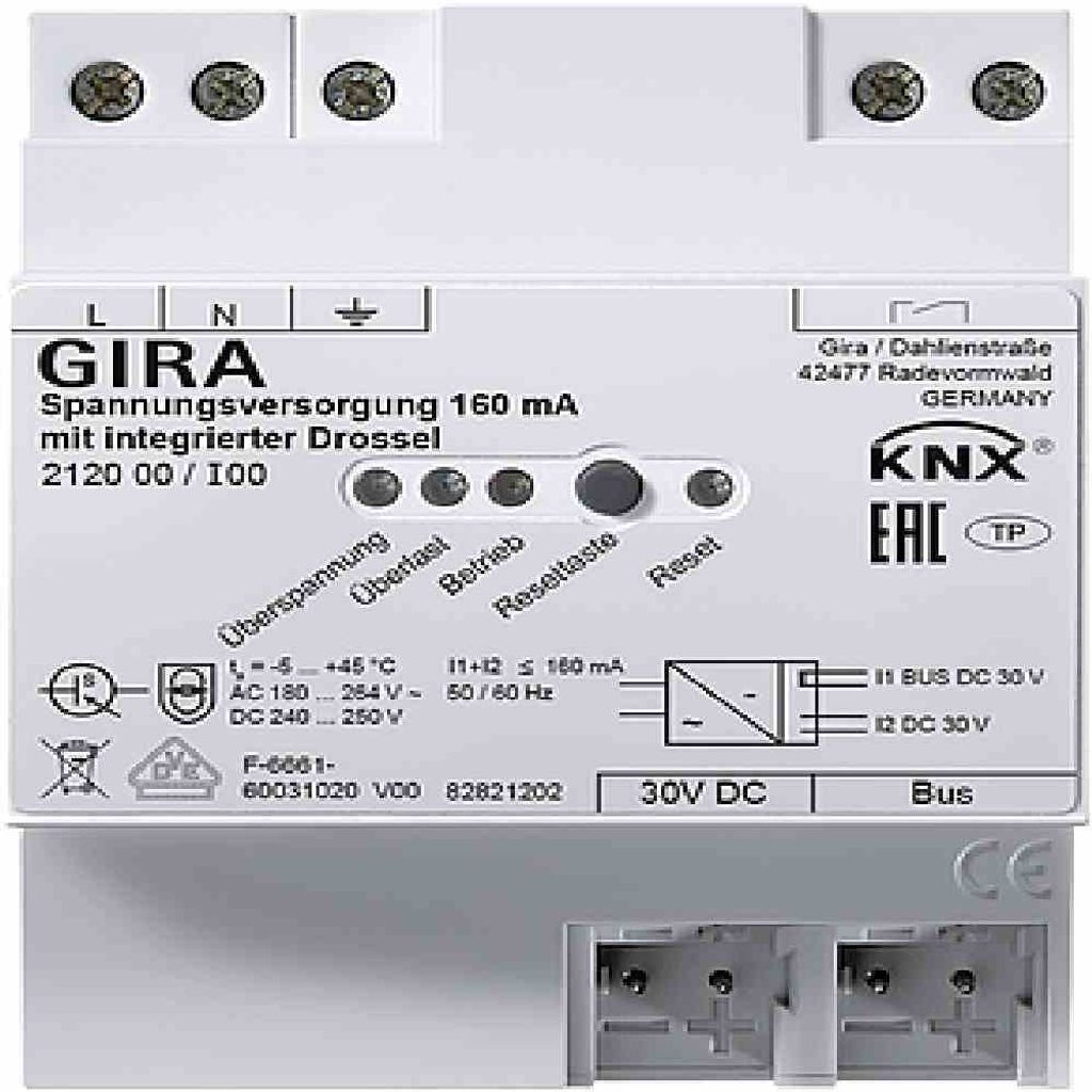 Gira KNX-Spannungsversorgung 160mA Drossel REG 212000 (212000)