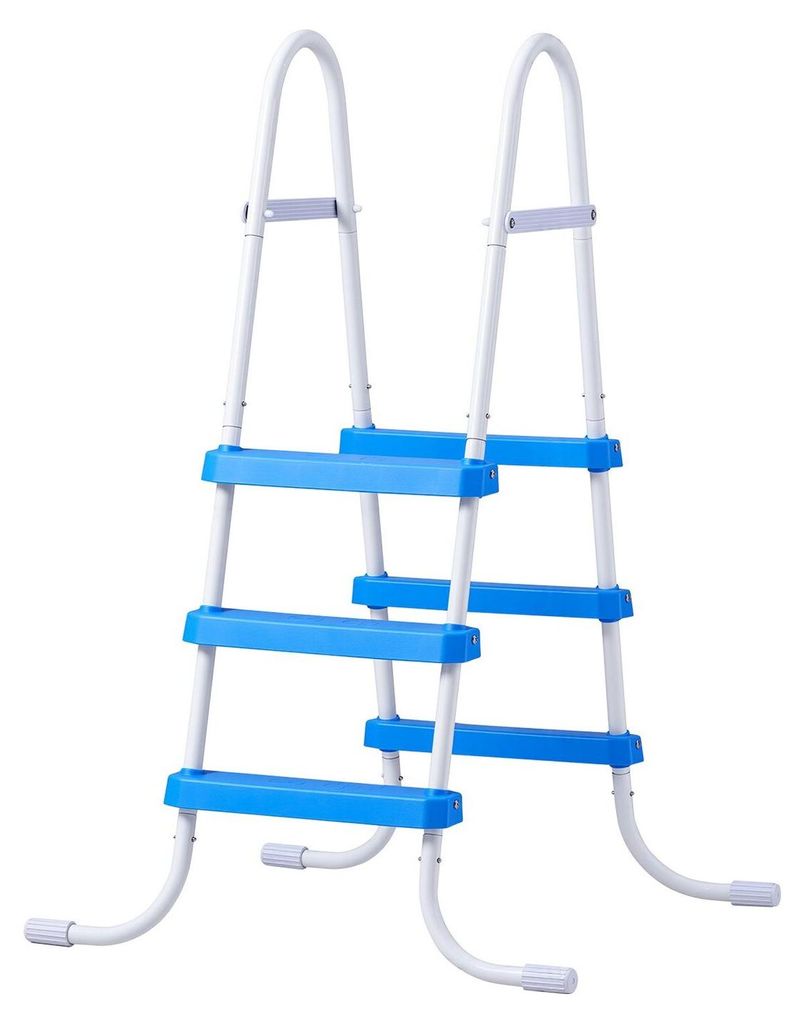 Leiter für Aufstellpools, 3-stufige Stahl-A-Rahmen-Treppe für 91,4 cm hohe Beckenwände, mit einer Tragkraft von 136 kg, Ein- und Ausstiegsstufen...