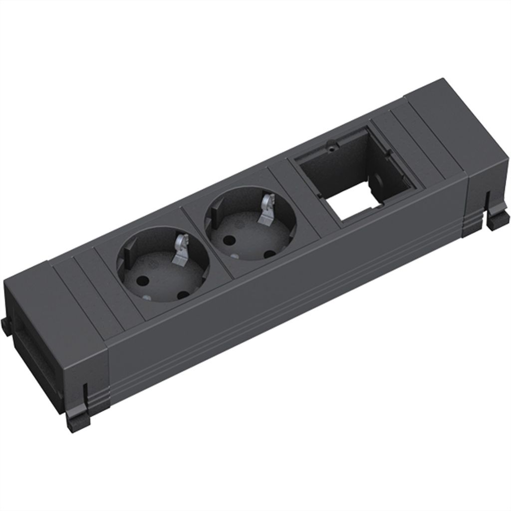BACHMANN POWER FRAME 2xCEE7/3 1xCM, Kunststoffprofil 0,2m GST18