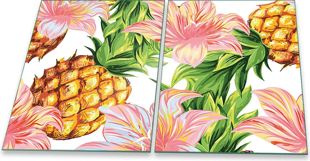 Piastre Coprifornelli Vetro Universale 2 Pezzi 40x52 Fiori Colorati