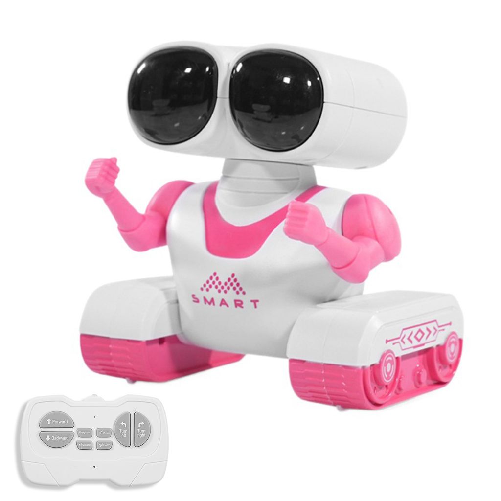Roboterspielzeug, wiederaufladbare ferngesteuerte Roboter fuer Kinder mit automatischer Vorfuehrung, flexiblem Kopf und Haenden, Musik, LED-Augen, ...