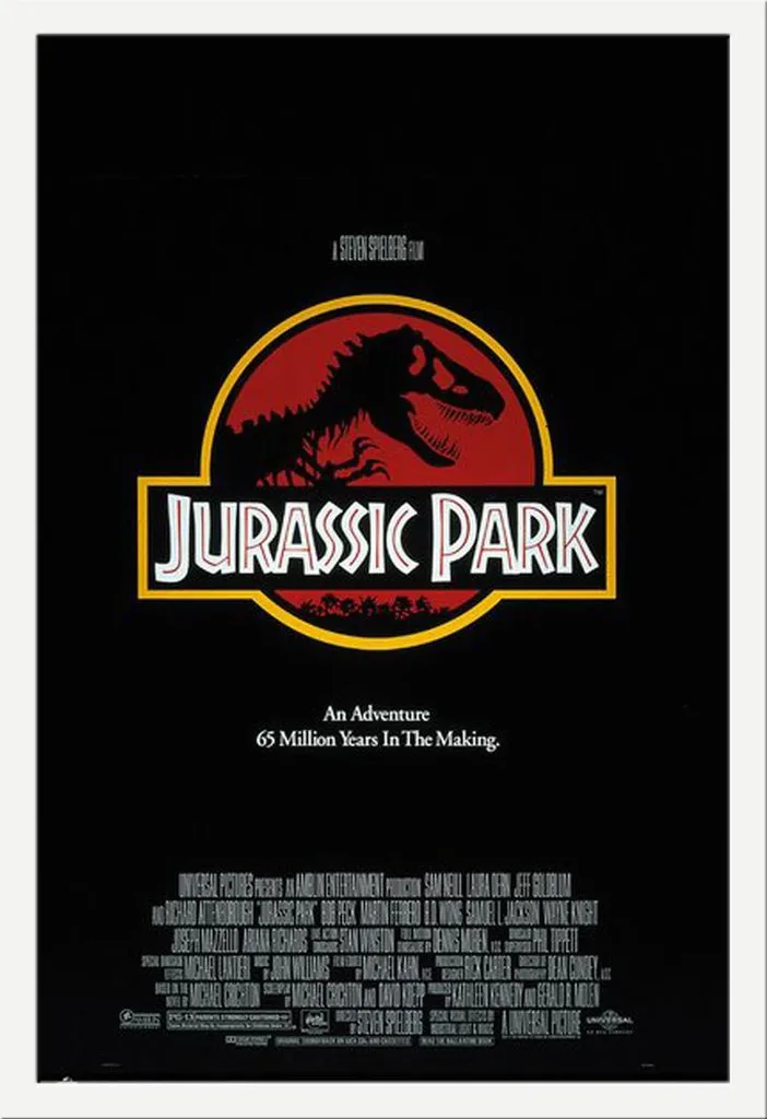 Jurassic Park - Poster - Copertina + cornice rimovibile, Shinsuke® Maxi MDF bianco, disco acrilico