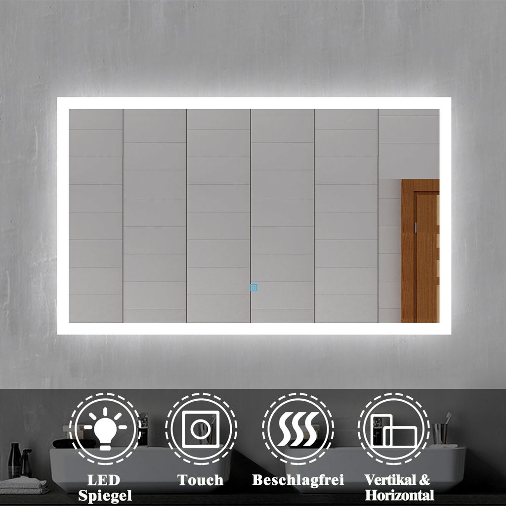 LED Badspiegel Badezimmerspiegel 100x60 mit Beleuchtung Produktbild 