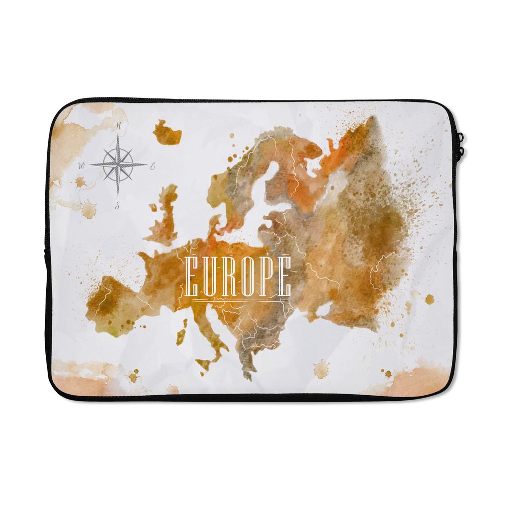 MuchoWow Laptop Hülle 13 Zoll Europa - Farbe - Weltkarte Laptoptasche - Laptophülle - Sleeve - Rundumschutz
