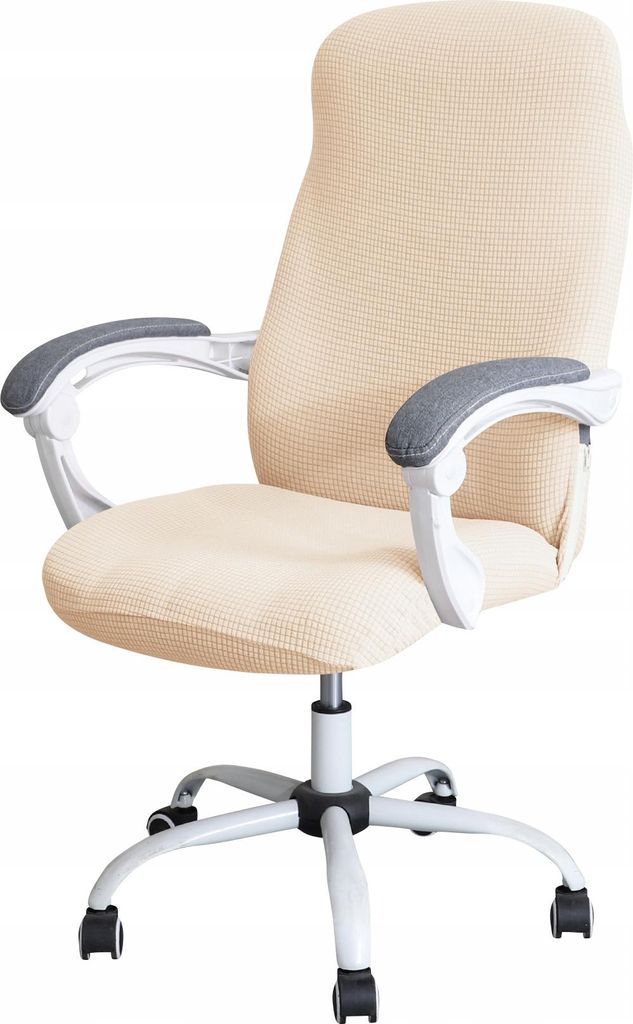 Elastischer Jacquard-Bezug für Drehstuhl in Creme – Schonbezug für Büro- und Arbeitsstühle