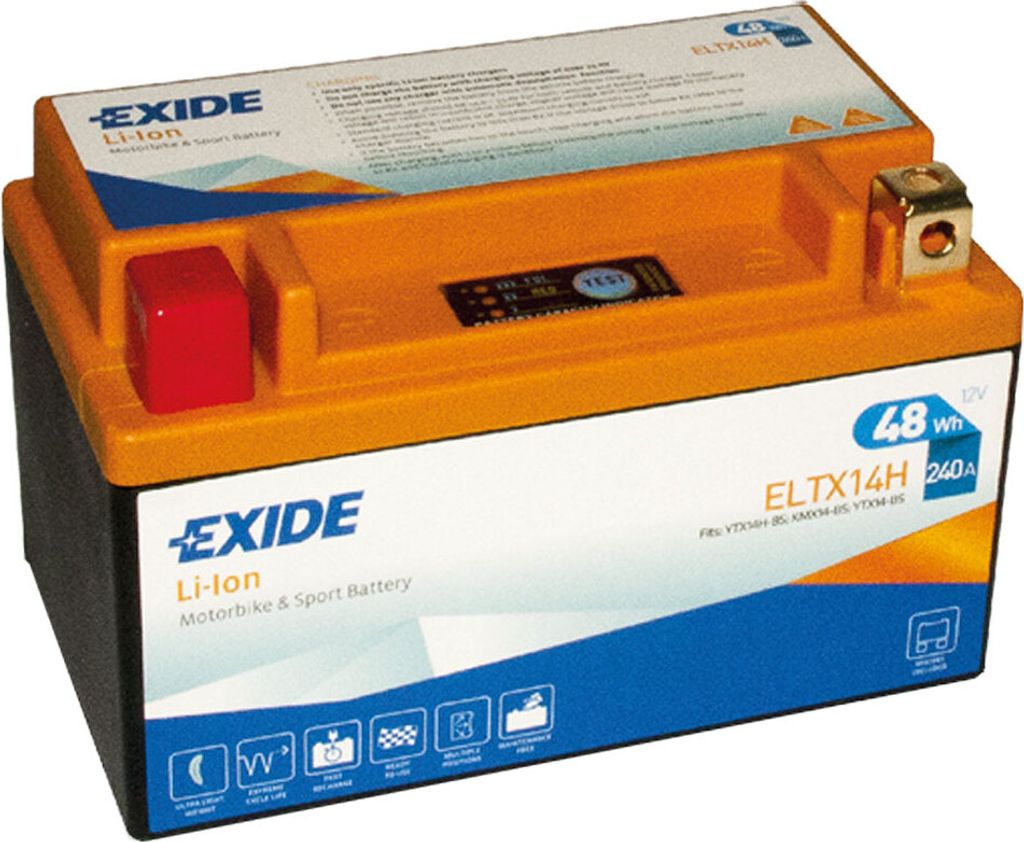 Exide ELTX14H Li-Ion Lithium Motorradbatterie 12V 4Ah 240A