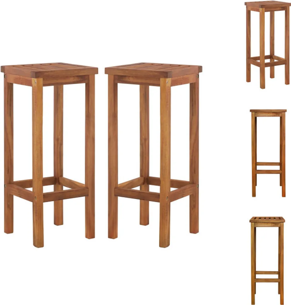 Set 2 Sgabelli da Bar Classici vidaXL in Legno Massiccio