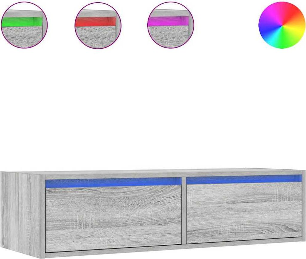 "SALE 2026"TV-Schrank, Fernsehtisch - CLORIS - mit LED-Leuchten Grau Sonoma 100x35,5x25cm - TV-Schränke DEMöbel511411