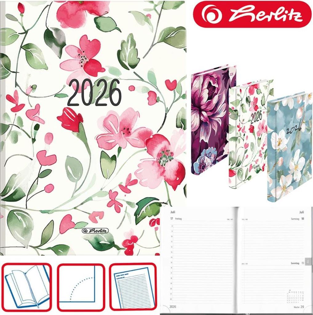 Herlitz Buchkalender A5 Rainbow 2026, Jahr / Motiv:2026 / Produktbild 