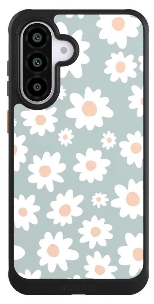 NIVOCASE Hülle für Samsung Galaxy A56 5G Handyhülle NIVOcore Case Schwarz Blumen Gänseblume Muster