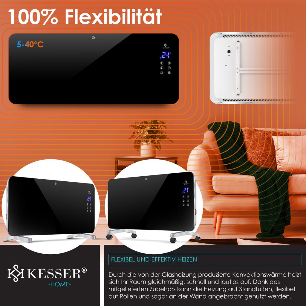 KESSER® Elektro Glasheizung Konvektor Elektroheizung Produktbild 5