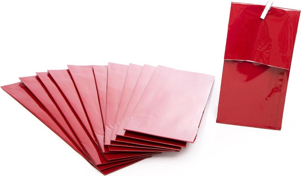 Rote Blockbodenbeutel 7 x 20,5 x 4 cm mit Folieneinlage lebensmittelecht 10 Stück10 Stück