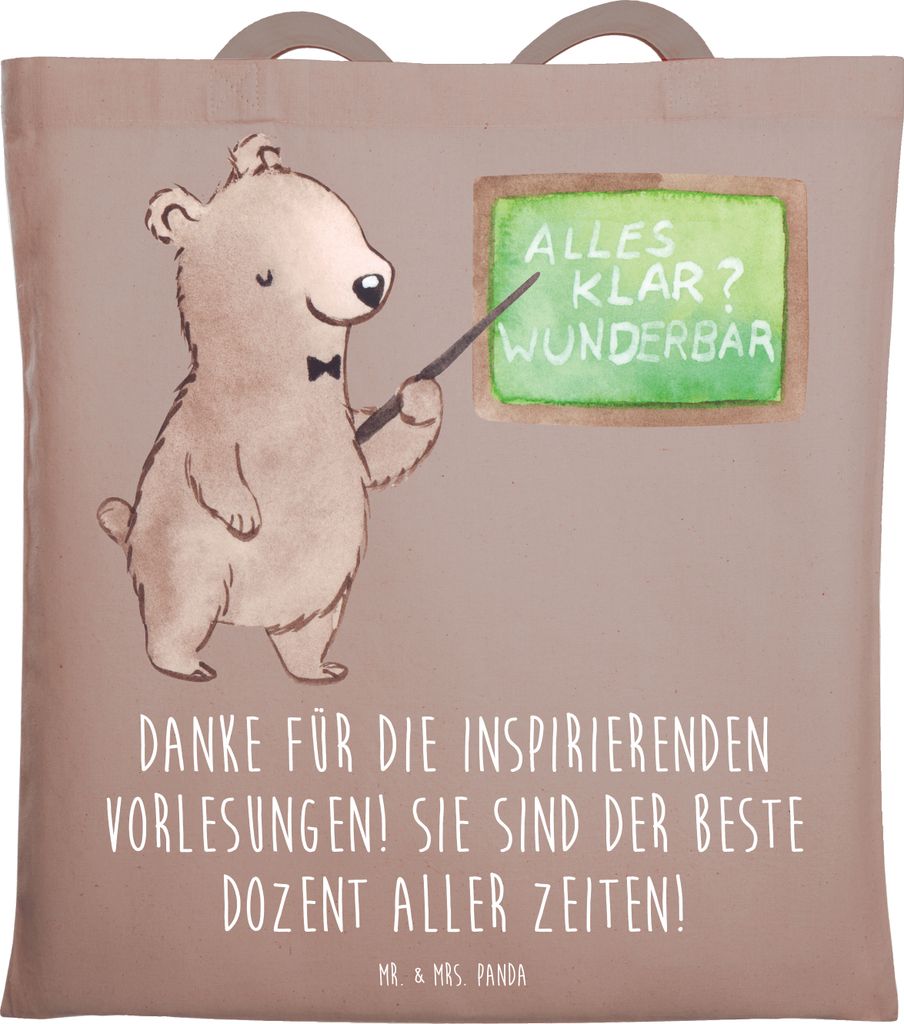 Mr. & Mrs. Panda Einkaufstasche Bester Dozent - Braun Produktbild 