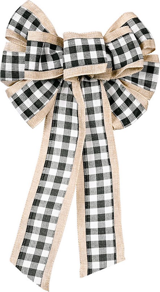 Großer Weihnachtsbogen rot schwarzer Büffel kar Plaid Weihnachtskranz Bögen Weihnachtsbaum -Anhängerdekor für Weihnachten Home-Schwarz-Weiss