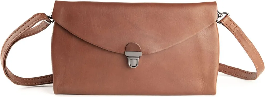 Pochette HAROLD'S Fold Clutch: Borsa Pelle Marrone Cognac Must-Have