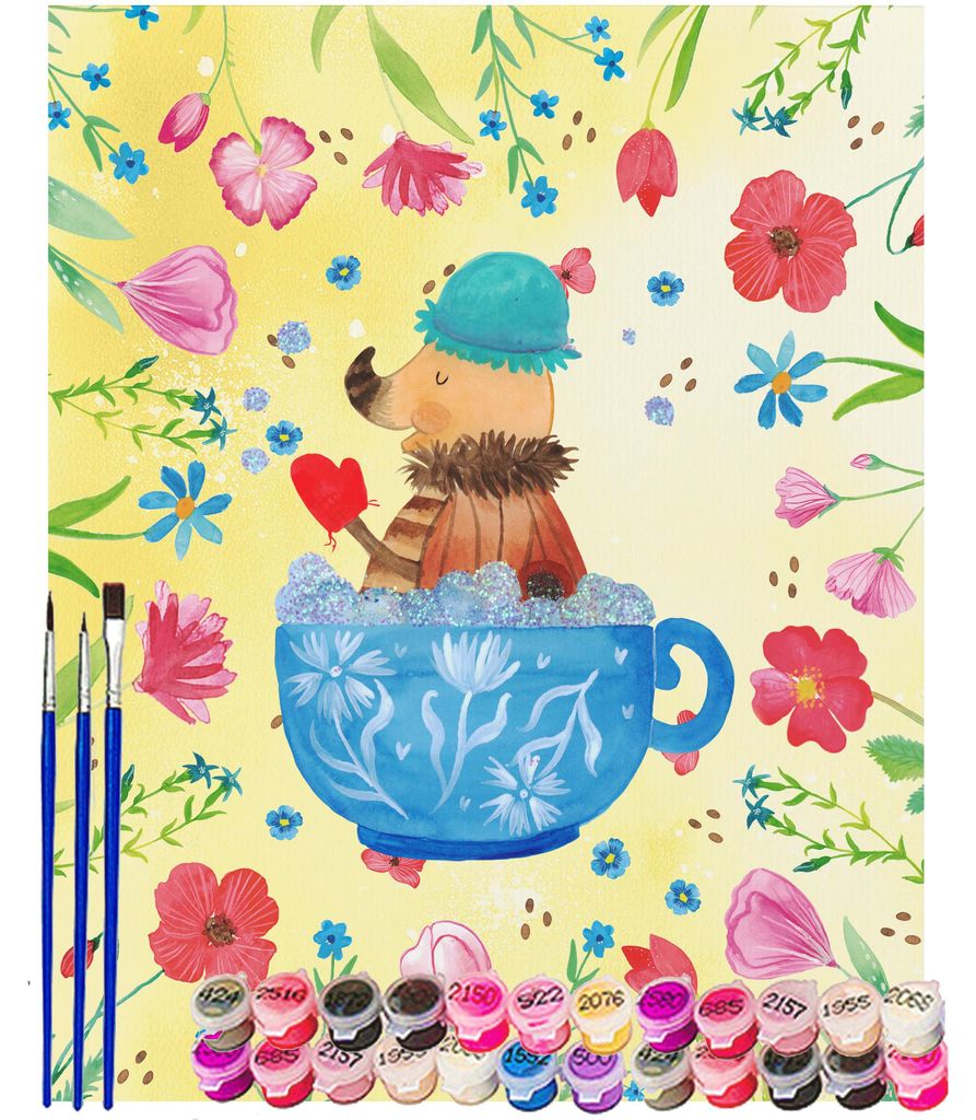 Mr. & Mrs. Panda Malen nach Zahlen Nachtfalter Schaumbad 40 x 50 cm Mit Rahmen - Gelb Pastell - Geschenk, Zahlenbild, Lustige Sprüche, Träumen, B...