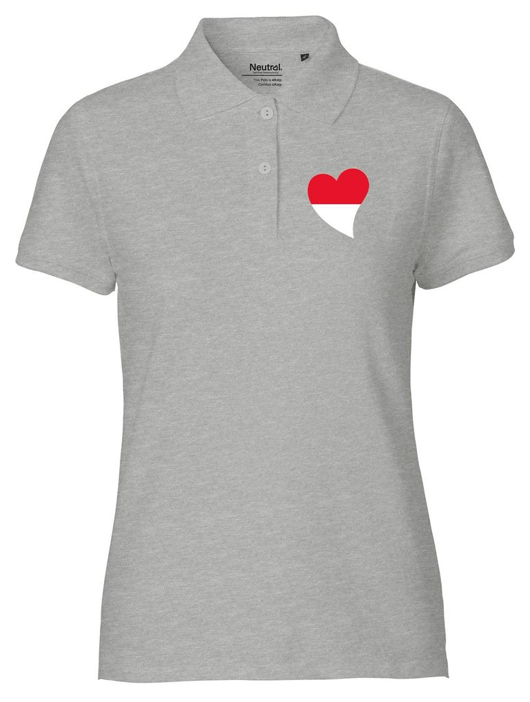 Huuraa Damen Polo Shirt Monaco Flagge Herz S Sport Grey Baumwolle Fairtrade Poloshirt Geschenkidee