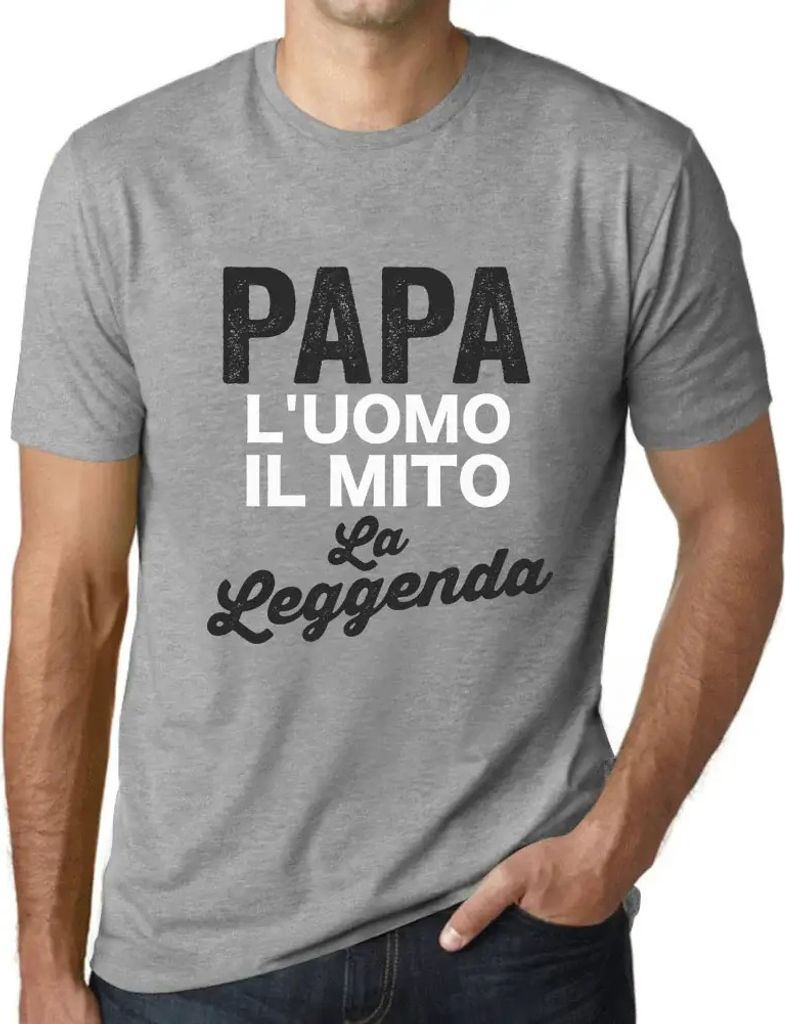 Herren Grafik T-Shirt Papa L'uomo Il Mito La Leggenda Öko-Verantwortlich Vintage Jahrgang Kurzarm Lustige Druck Geburtstag Geschenk Mann