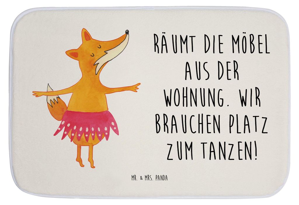Mr. & Mrs. Panda Badezimmerteppich Fuchs Ballerina - Weiß - Geschenk, Einladung, Badteppich, Geburtstag, Feier, duschmatte, Badvorleger, Tanzen, B...