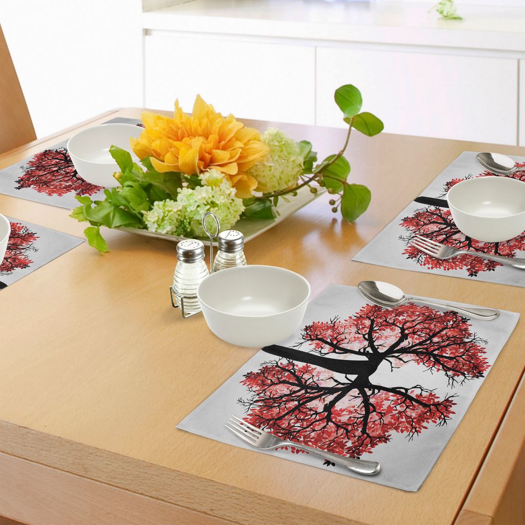 ABAKUHAUS Modern Platzmatten, Eco-Umwelt-themenorientierte menschliche Lunge formte Blumenbaum-gesunden Lebensstil-Natur-Druck, Tiscjdeco aus Farbf...