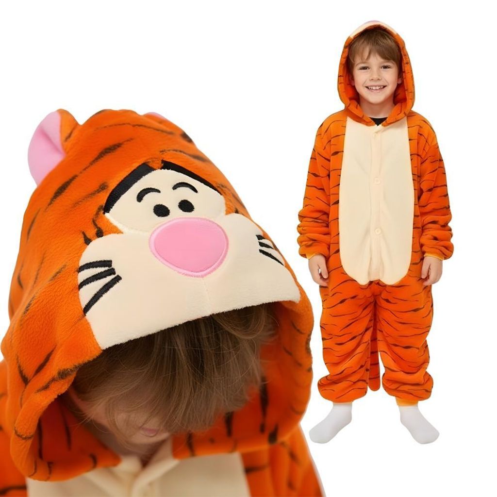 Onesie Kigurumi Pyjama Kostüm für Kinder Tiger 122 Produktbild 