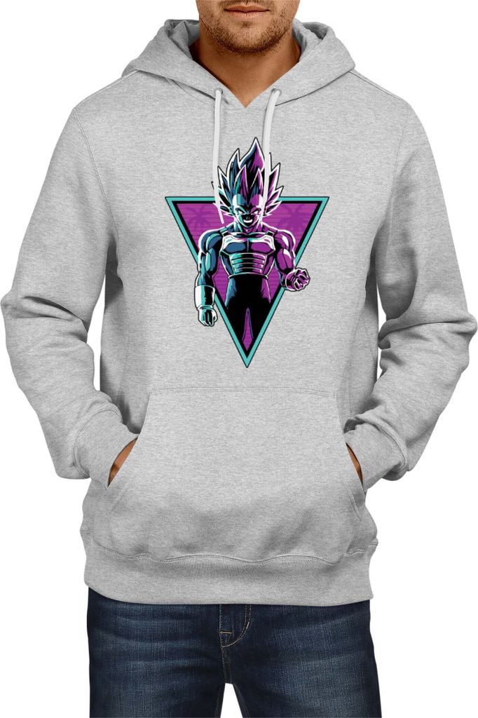 Herren Kapuzenpullover Dragon Anime Manga Ball Z Retro Vegeta 01, Man M / Grau