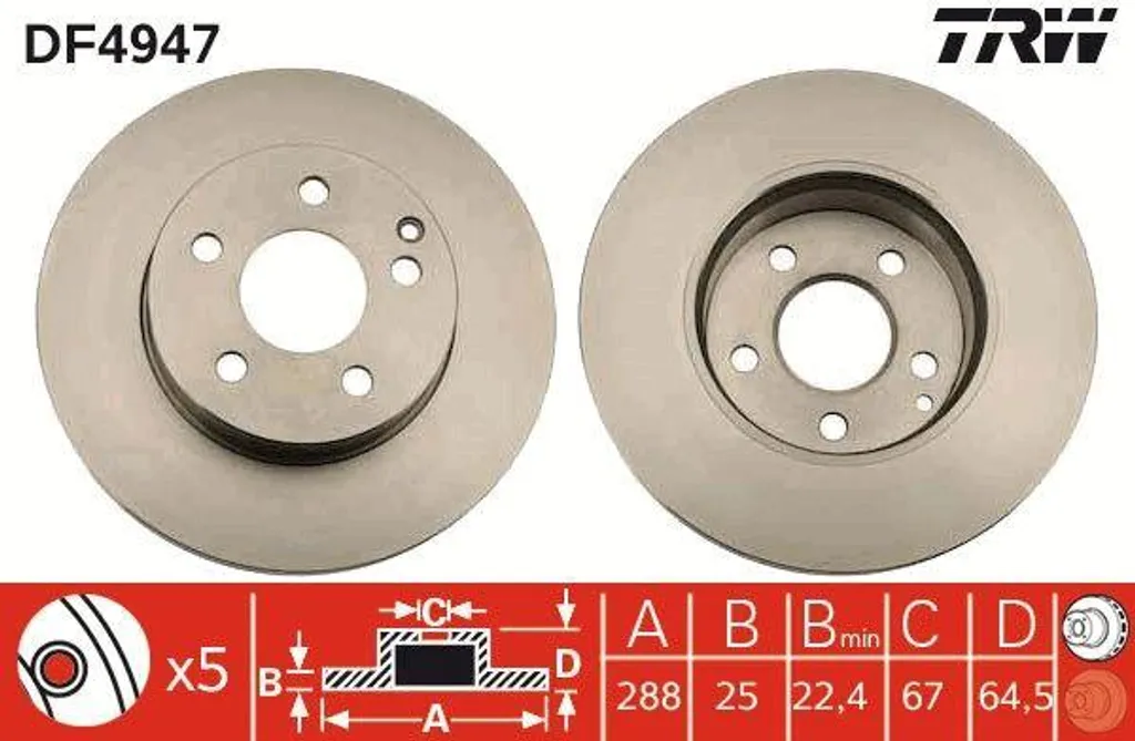Éliminez les vibrations au freinage : Disque TRW DF4947 pour Classe C