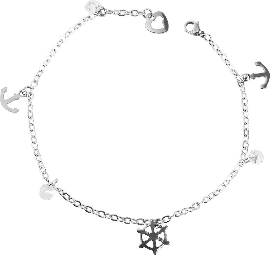 Akzent Edelstahl Fußkette, 25cm, silberfarbig