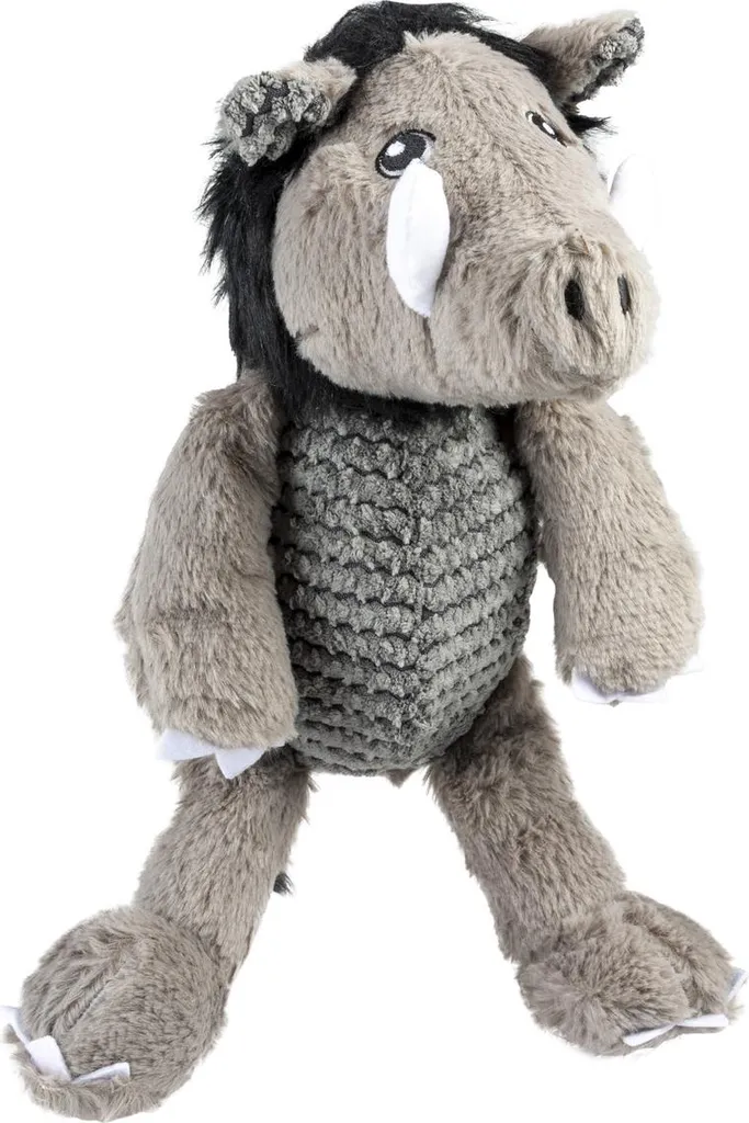 Jouet pour chien Duvo+ en peluche : phacochère gris et noir 28cm