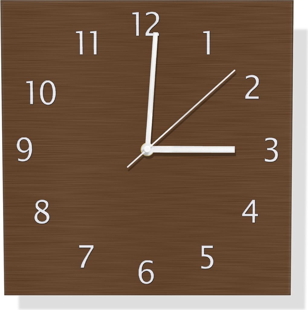 Wallario Design Wanduhr Braun aus Aluverbund, Größe 30 x 30 cm