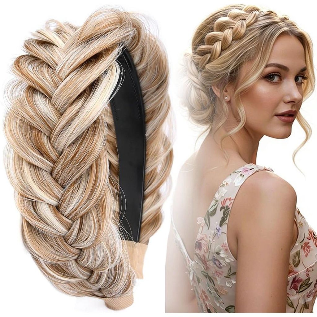 Fascia per capelli intrecciata da donna e ragazza – fascia Immagine del prodotto 