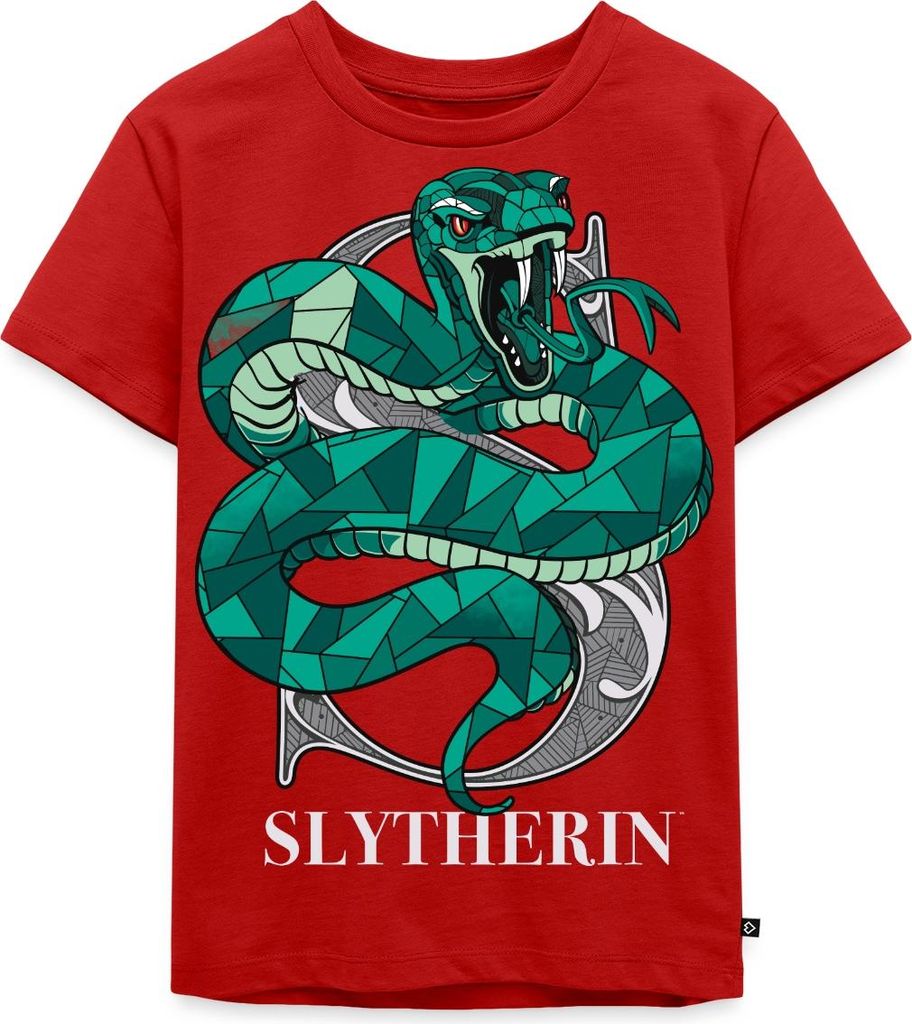 Spreadshirt Harry Potter Slytherin Wappen Monochrom Kinder Premium T-Shirt, 110/116 (4 Jahre), Rot