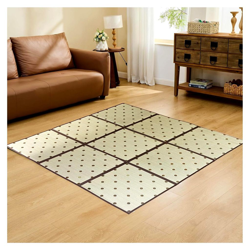Faltbare Rattan-Tatami-Matte für Wohnzimmer, Schlafzimmer und Yoga, 12MM, D, 195x195cm
