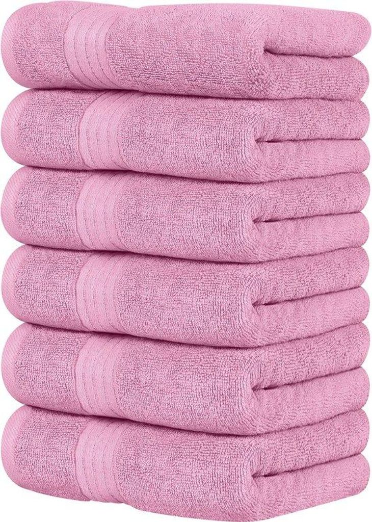 Unyqoos weiches und saugfähiges Handtuchset aus 100% Baumwolle für optimalen Luxus, Set aus 6, rosa